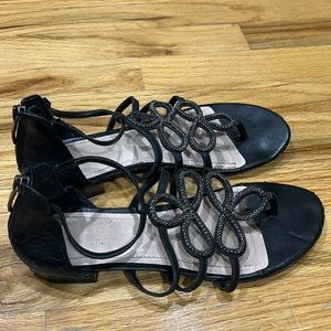 Vince Camuto gladiator sandals, metallic embellished